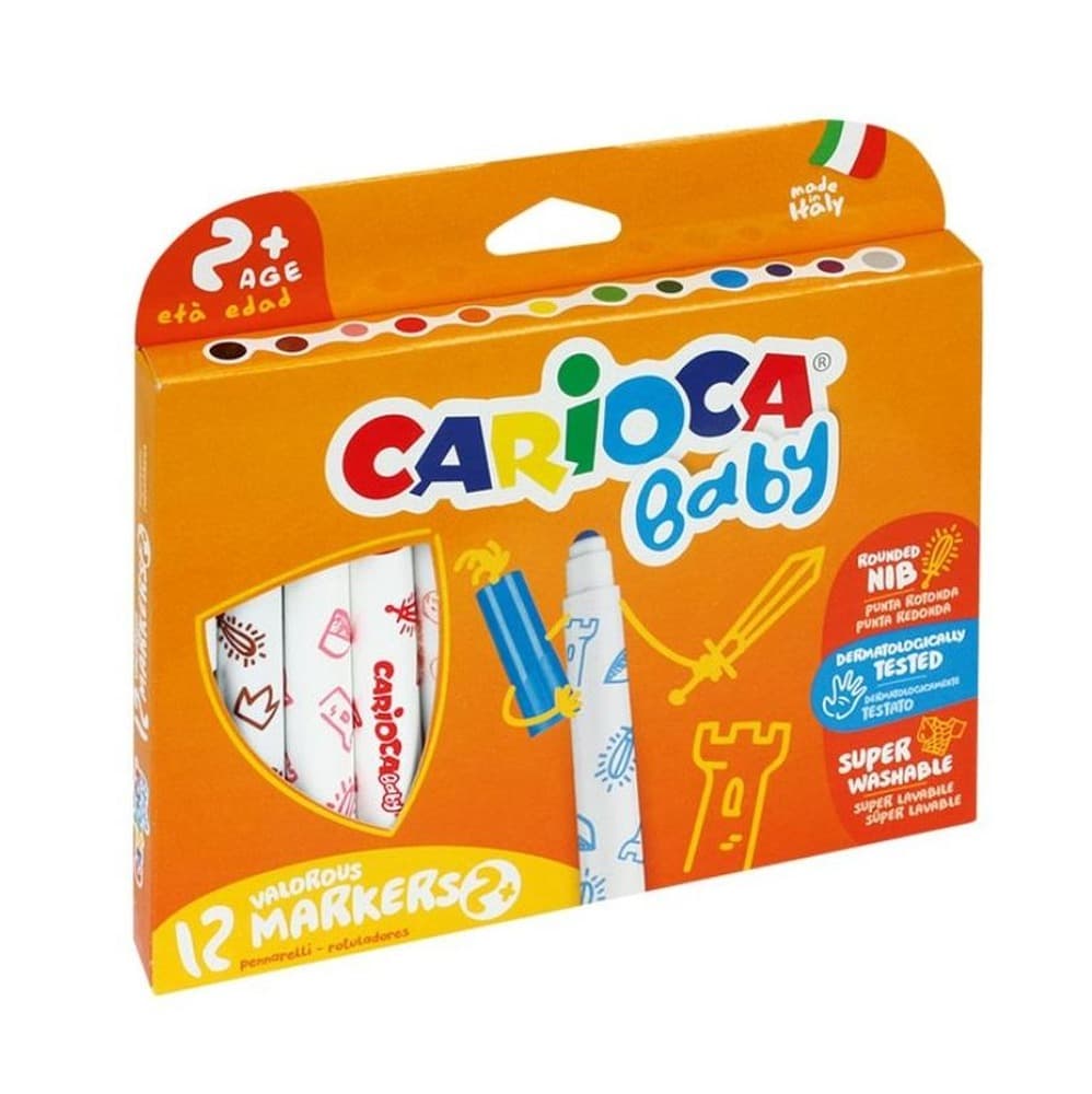 Flamastry Carioca Maxi Baby - 12 kolorów dla dzieci od 2 lat