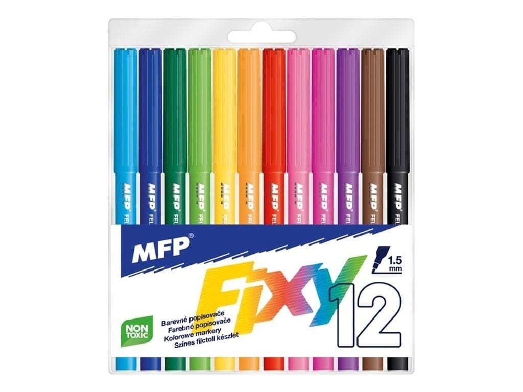 Flamastry kolorowe zestaw 12 sztuk w plastikowym opakowaniu