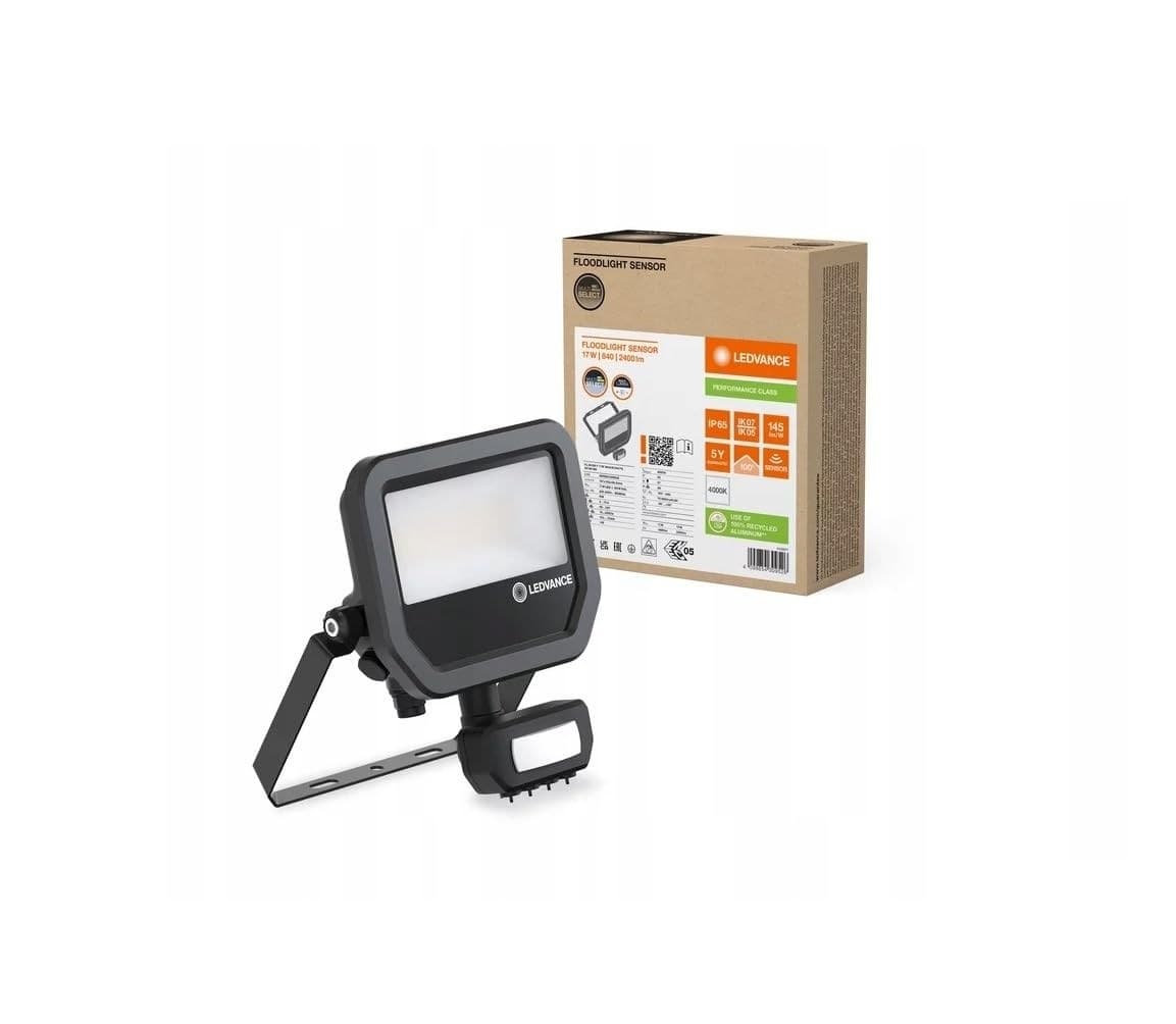 Reflektor LED z czujnikiem ruchu 17W 145lm/W IP65 ochrona IP65