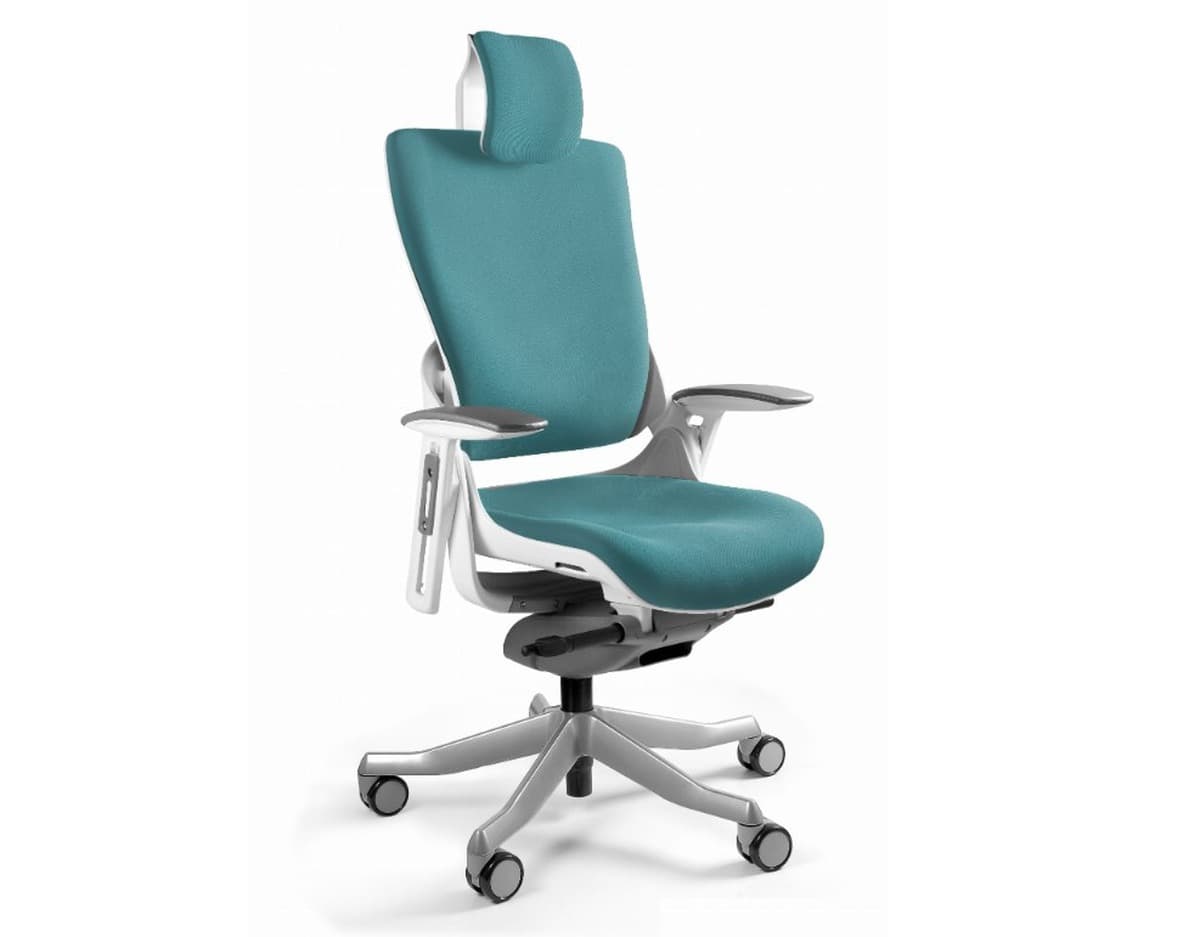 Fotel biurowy Wau 2 BL413 tkanina tealblue/biały