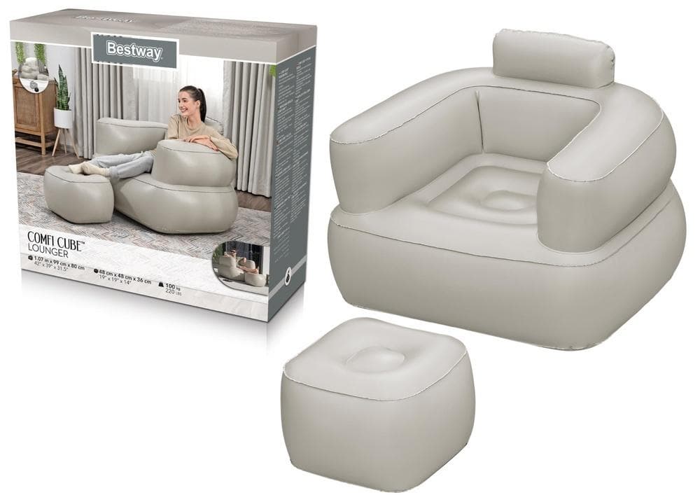 Fotel dmuchany Bestway 107x99x80 cm flokowany