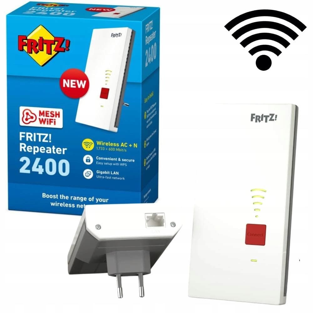 FRITZ!Repeater 2400 - Wzmacniacz sieci WiFi, 1733 Mbit/s, Biały