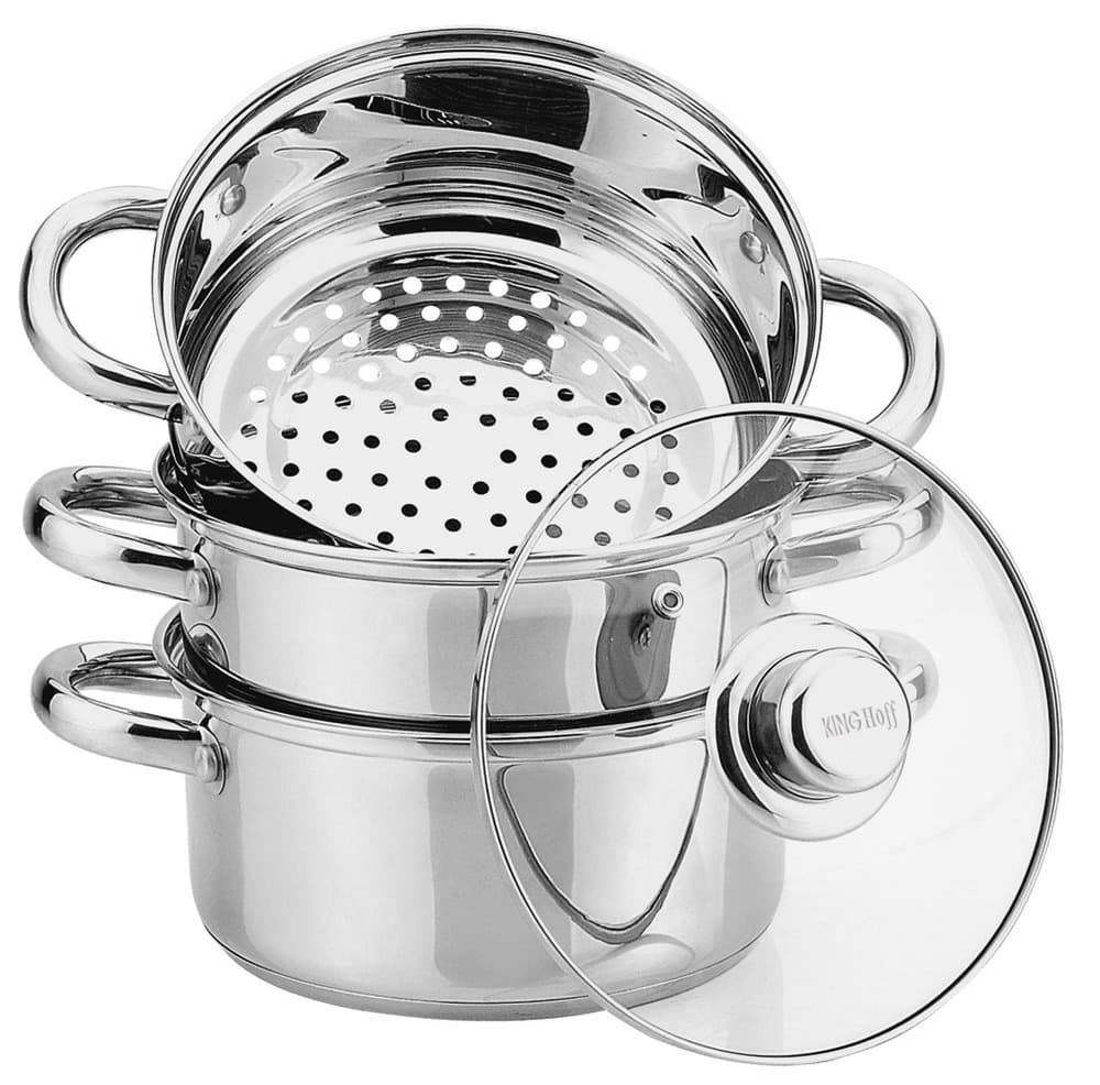 Garnek stalowy do gotowania na parze zestaw 4 elementy Ø24cm 5l