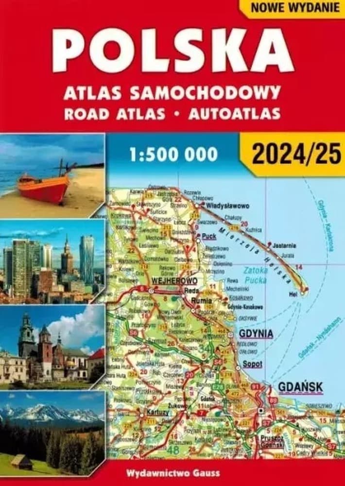 Gauss - Atlas samochodowy Polski 2024/2025: Mapa samochodowa z indeksami