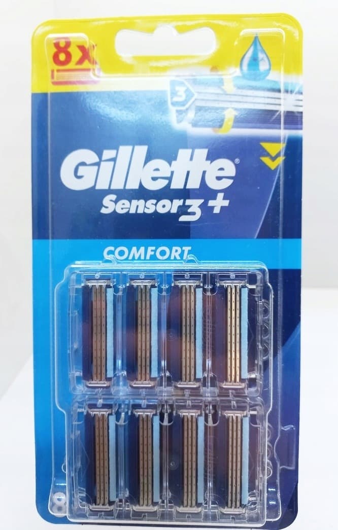 Gillette Sensor 3+Comfort Ostrza wymienne do maszynki do golenia, 8 wkładów z 3 ostrzami