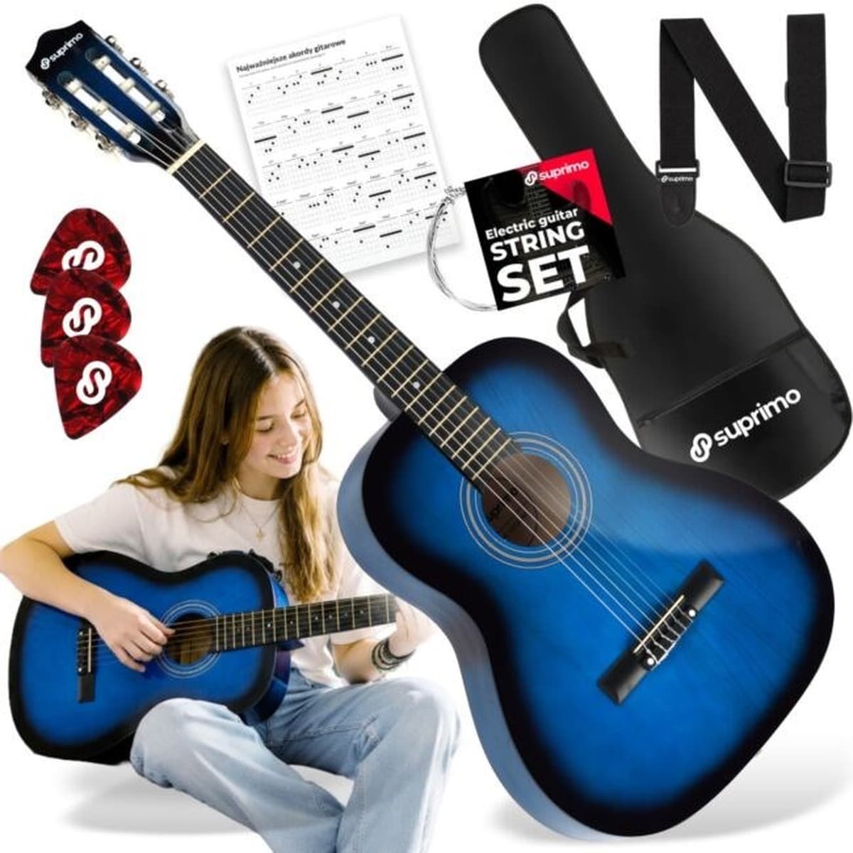 Gitara klasyczna SUPRIMO CG34 BB 3/4 36 cali niebieska