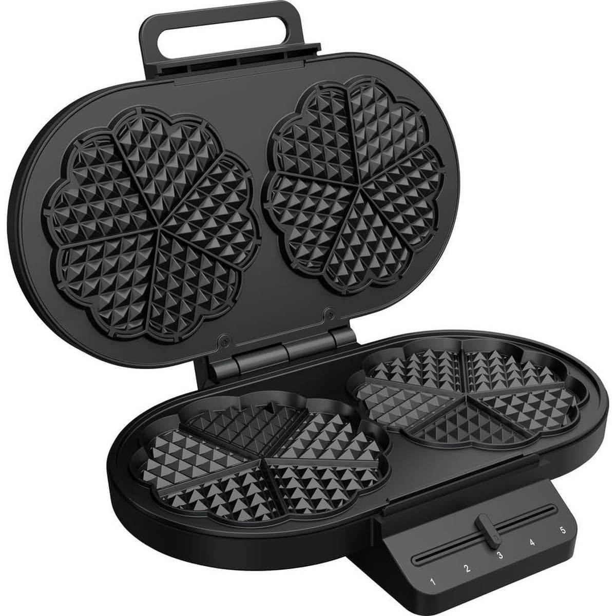 Gofrownica Princess 132384, 1200 W, 10 gofrów w kształcie serca, czarna