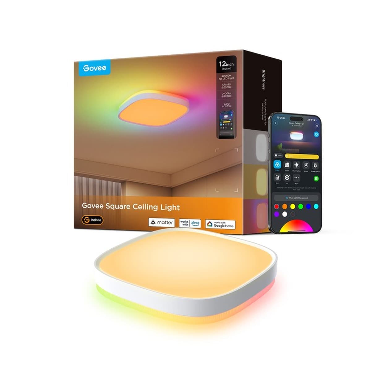 Govee H80A4 12inch RGBWW + RGBIC Lampa Sufitowa LED Smart 2400lm