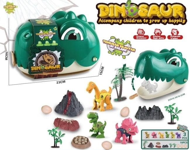 Głowa dinozaura z akcesoriami i figurkami