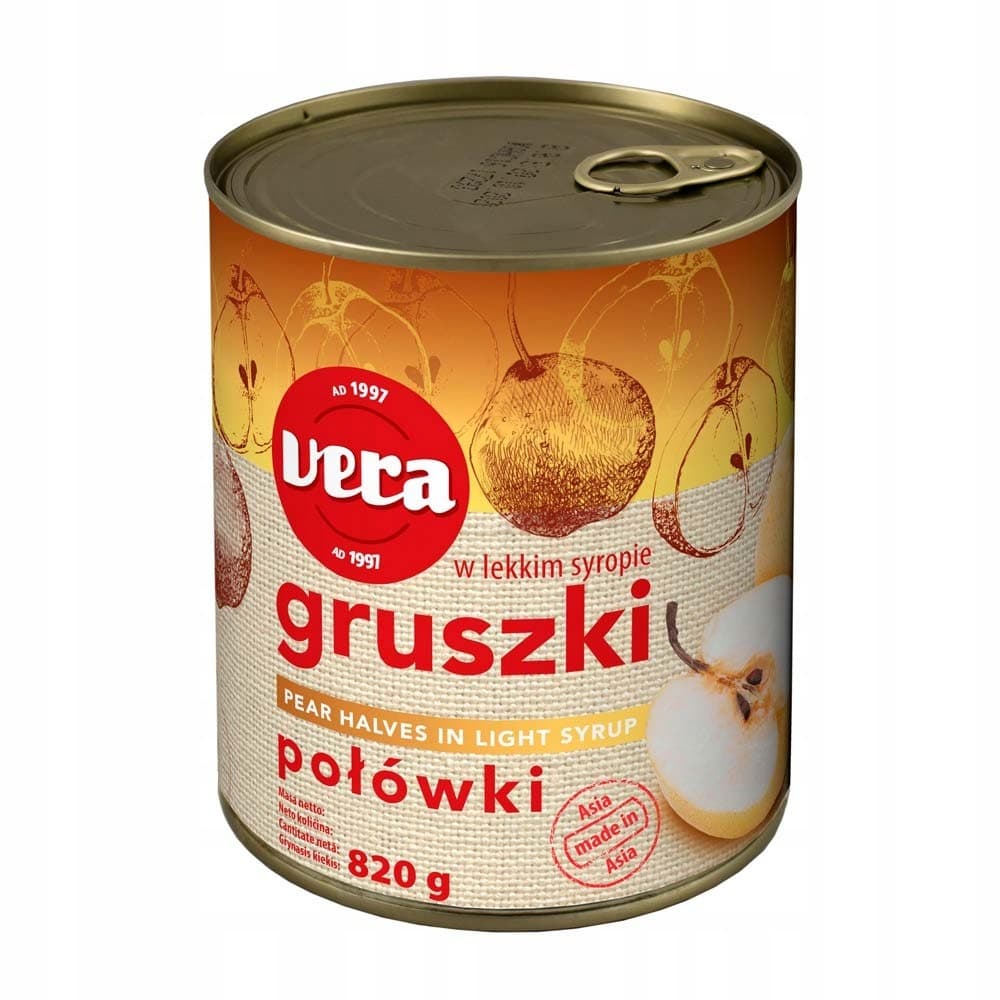 Gruszki połówki w syropie 820/460 g Vera