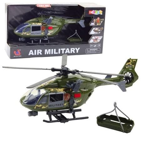 Helikopter wojskowy z hakiem, noszami i światłem skala 1:12