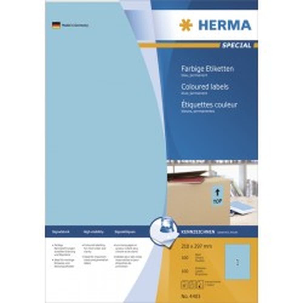 HERMA 4403 Samoprzylepne etykiety prostokątne, na stałe, niebieskie, 100 szt.
