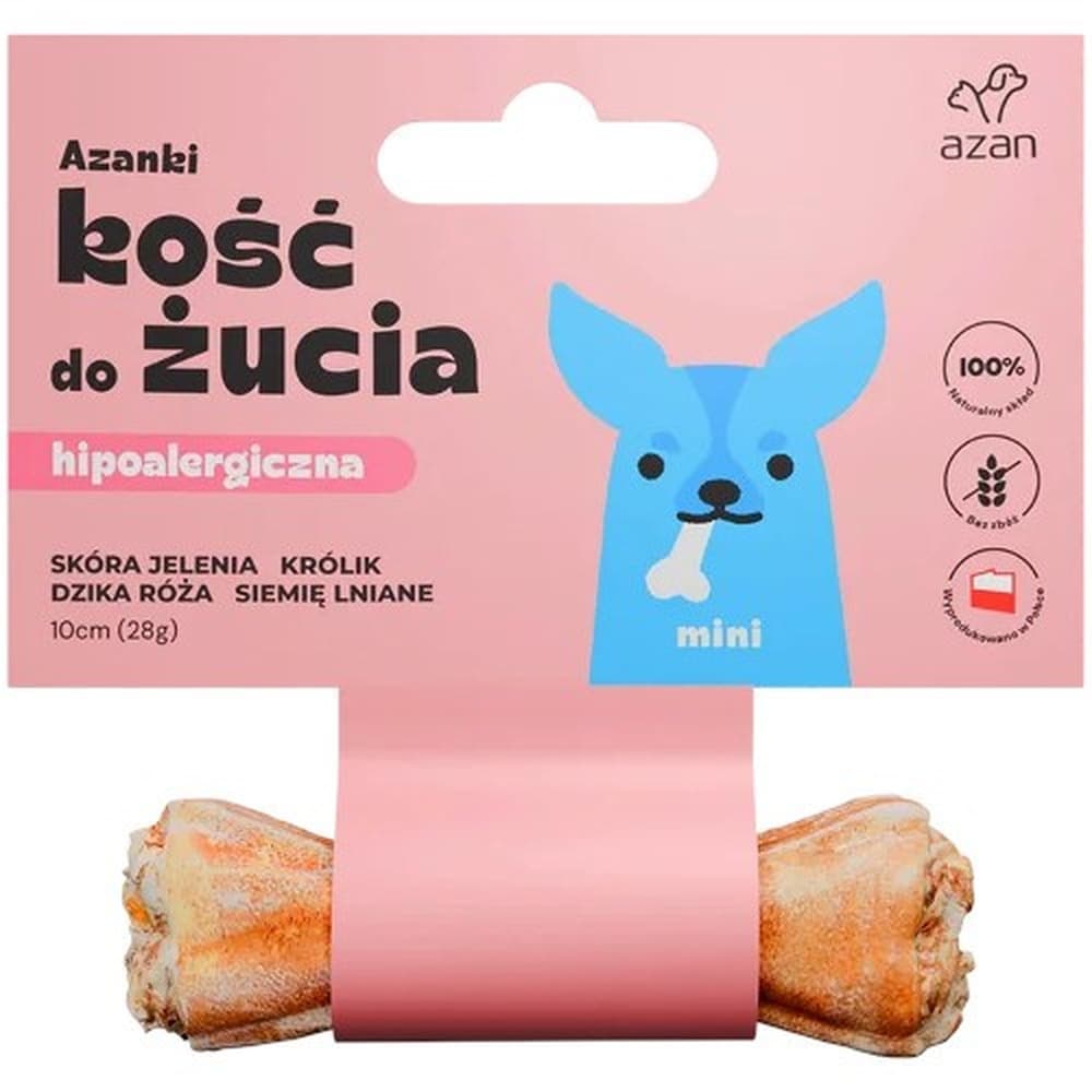 Kość do żucia dla psa ze skóry jelenia z królikiem i siemieniem lnianym MINI 10 cm