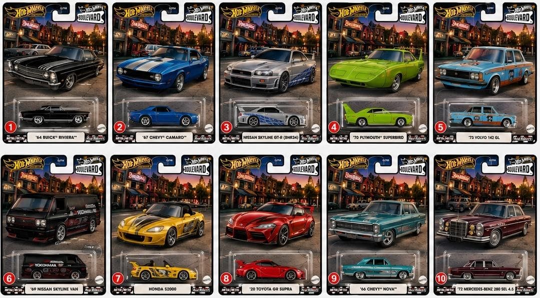 Hot Wheels Boulevard Zestaw 10 sztuk