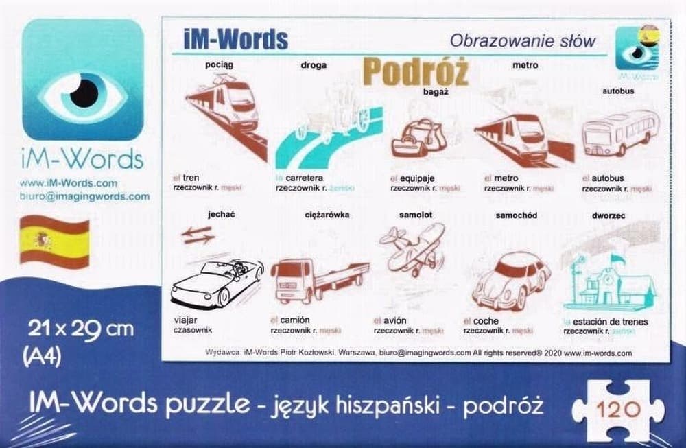 iM-Words Puzzle 120 elementów Język Hiszpański - Podróż