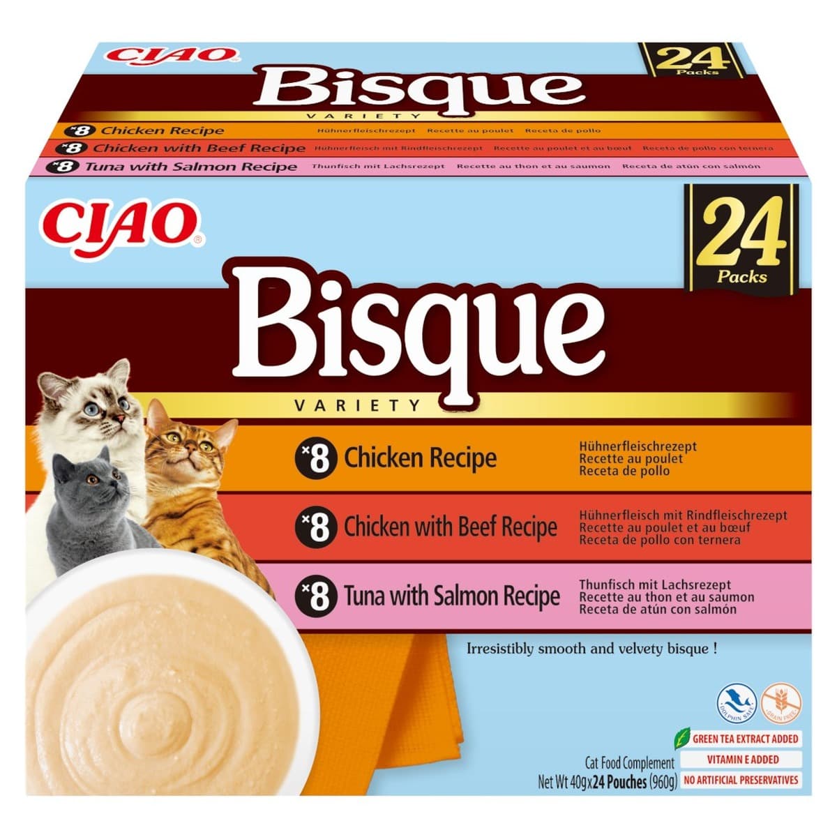 INABA CAT CIAO Bisque Kurczak Wołowina Ryba 24 x 40 g