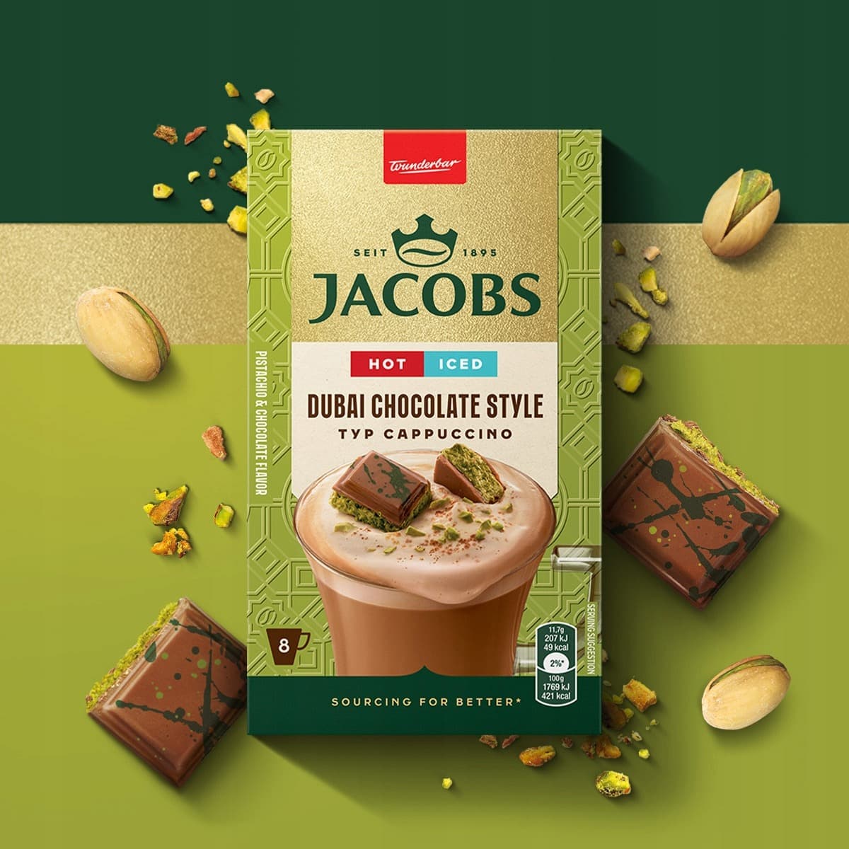 Jacobs Dubai Chocolate Style Cappucino rozpuszczalny napój kawowy 8x15g