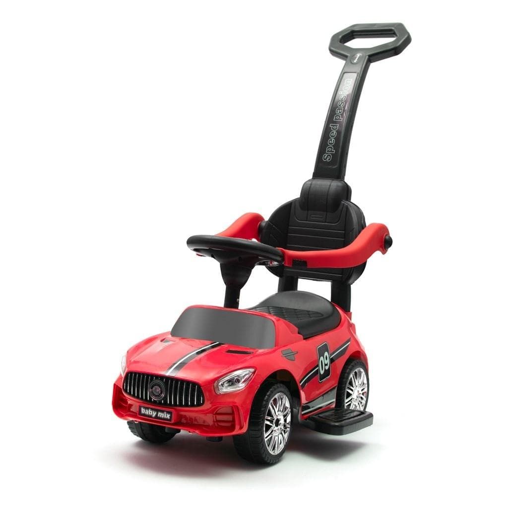 Jeździk Racer z dźwiękiem i rączką czerwony dla dzieci Baby Mix