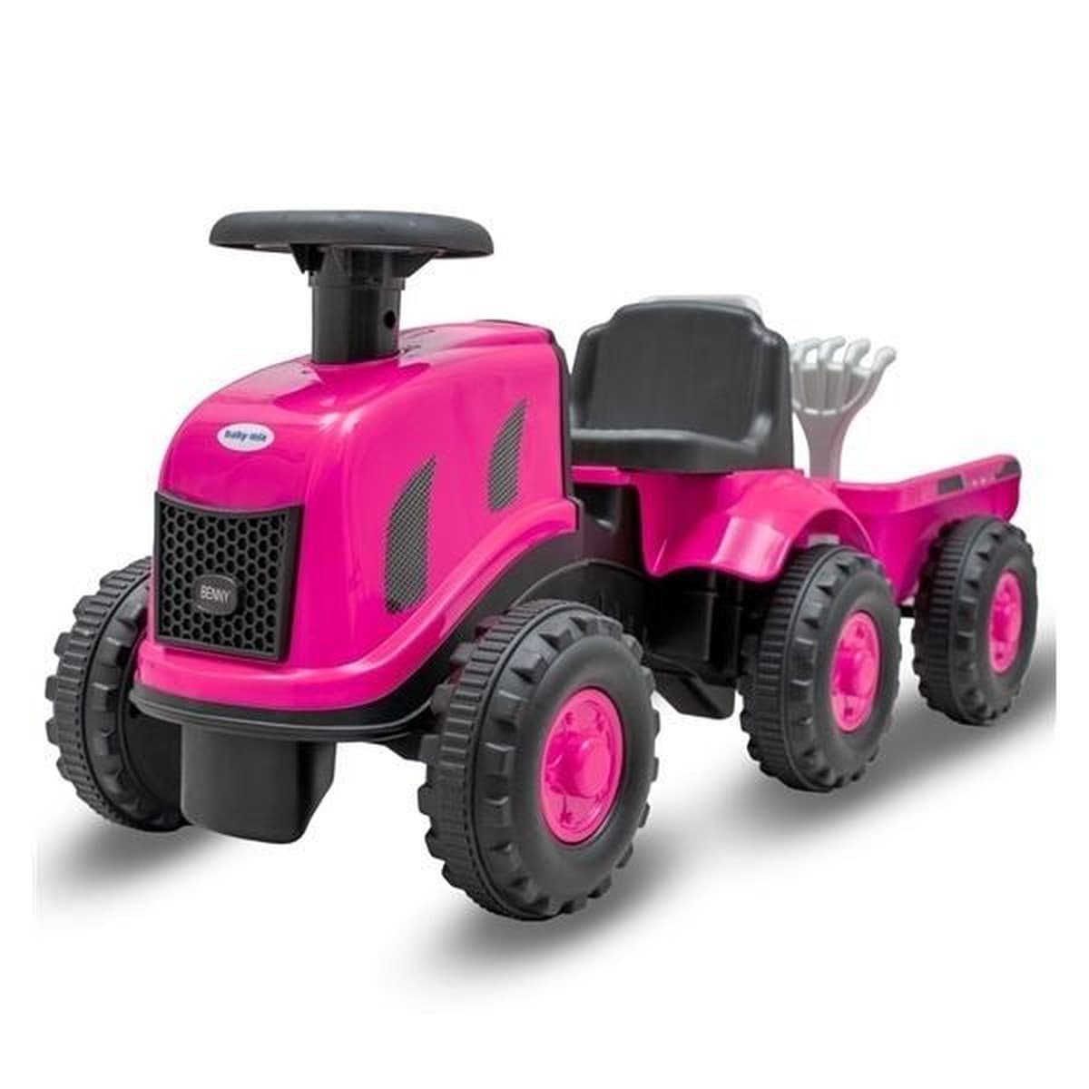 Jeździk traktor z przyczepą Benny różowy dla dzieci