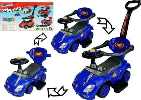 Jeździk z Pchaczem Mega Car 3w1 dla Dzieci - Niebieski