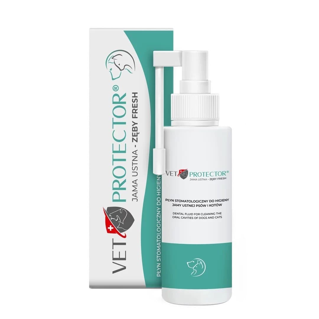 JM Sante Vet Protector Fresh płyn do higieny jamy ustnej dla psów i kotów 100 ml