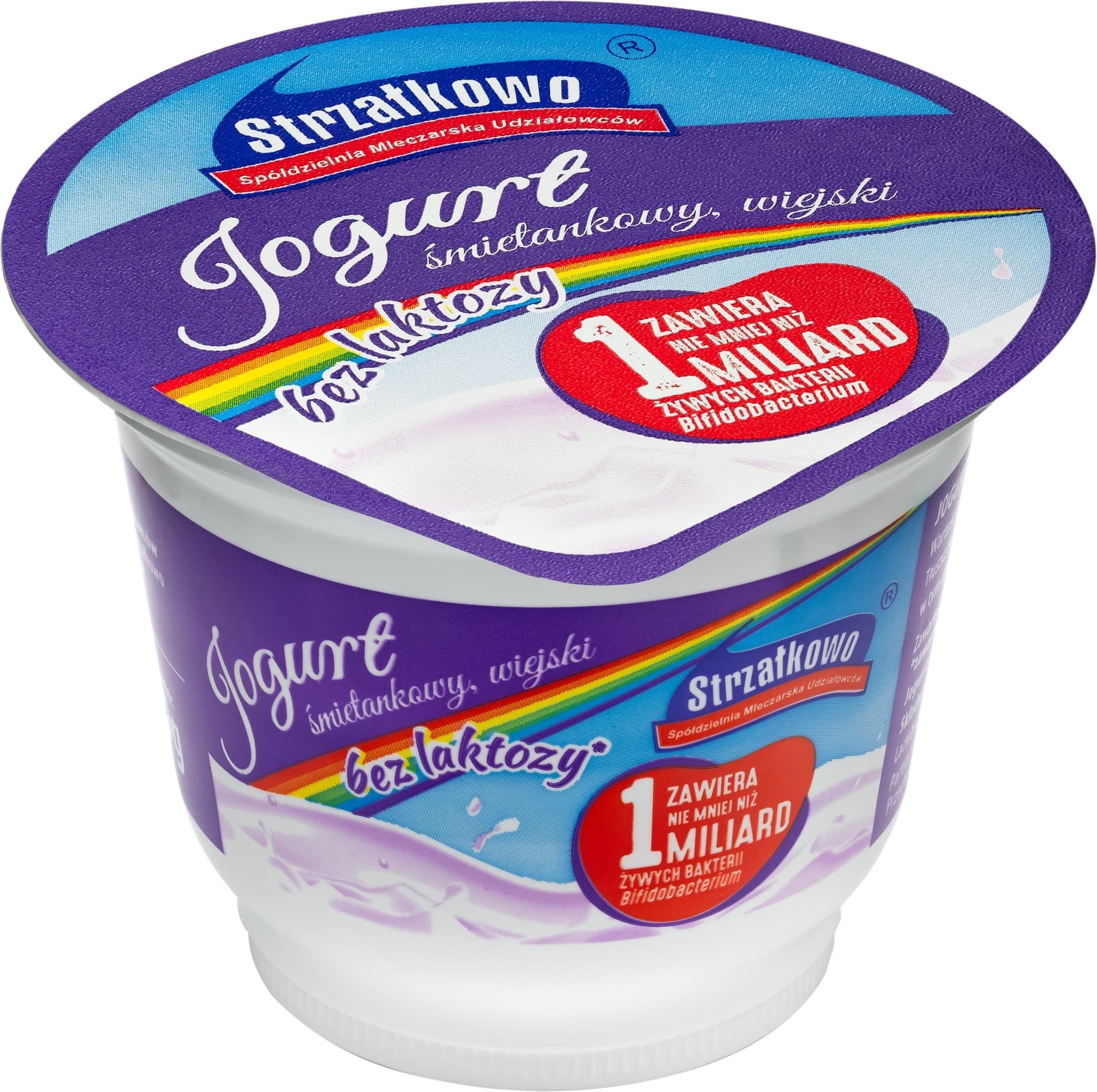 Strzałkowo Jogurt śmietankowy wiejski bez laktozy 180g
