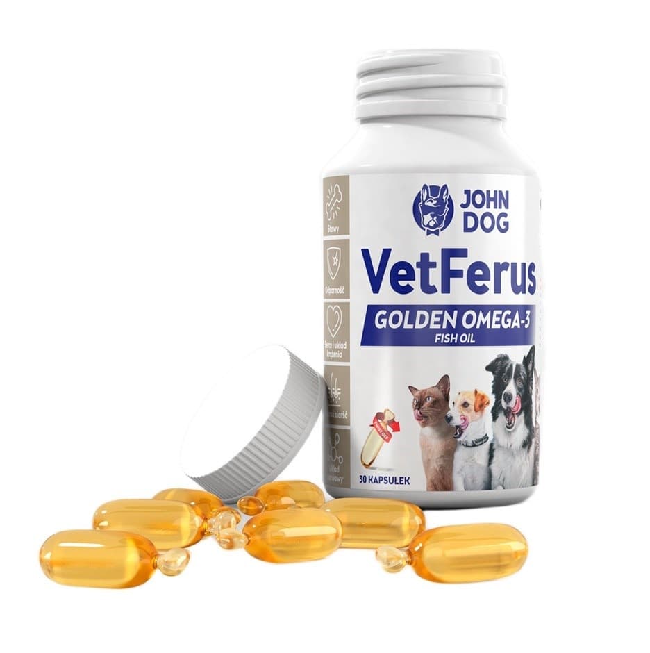 John Dog VetFerus Olej Rybny dla Psa Golden Omega-3 30 kapsułek
