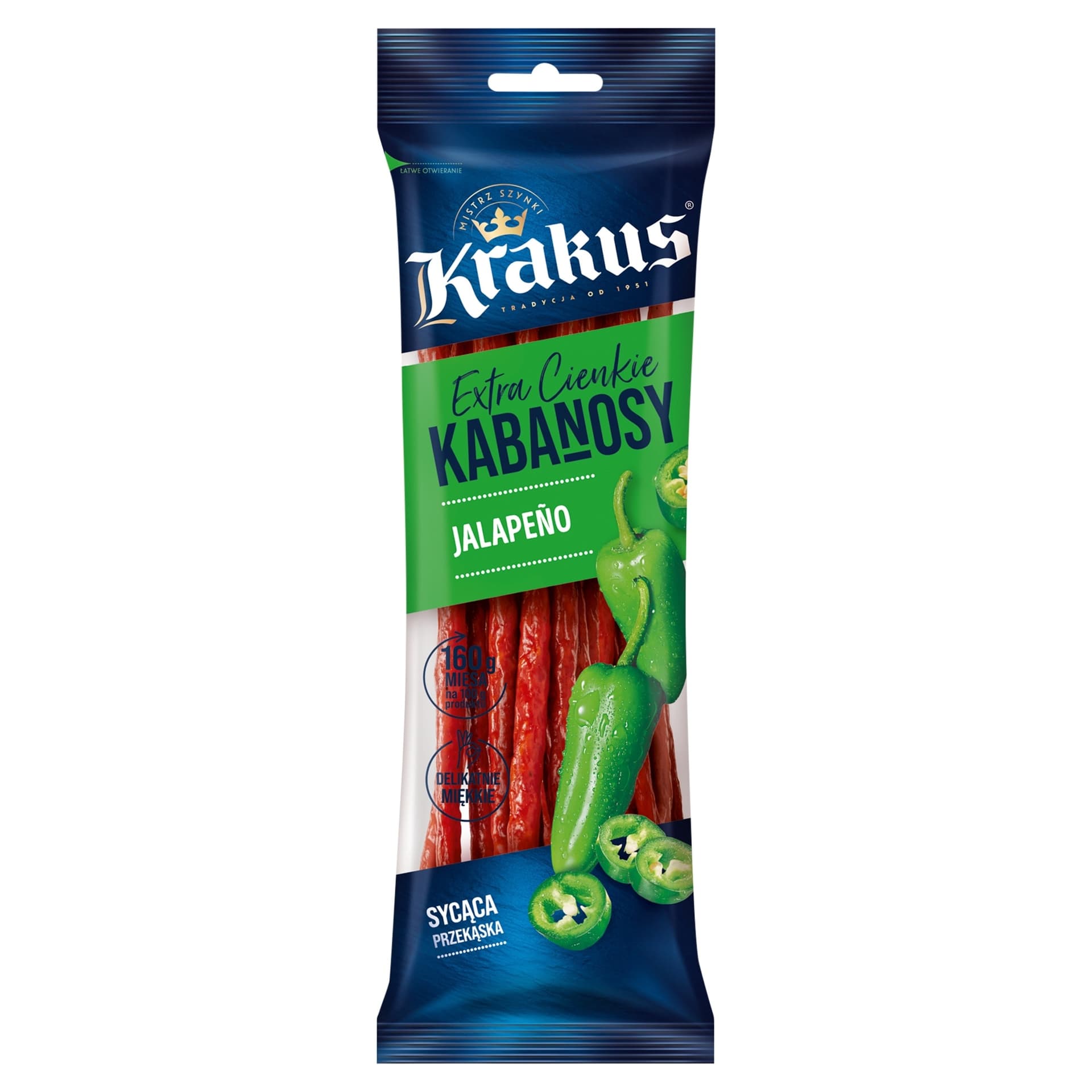 Kabanosy Jalapeno drobiowo-wieprzowe 95g Krakus