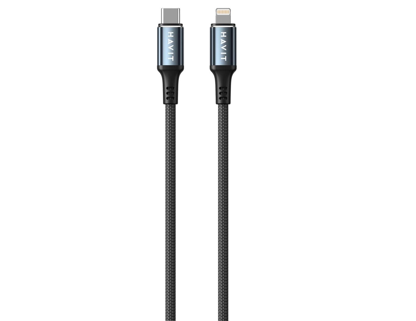 Kabel Havit USB-C - Lightning CB6311 (czarny) 1m, Power Delivery 30W, nylonowy oplot