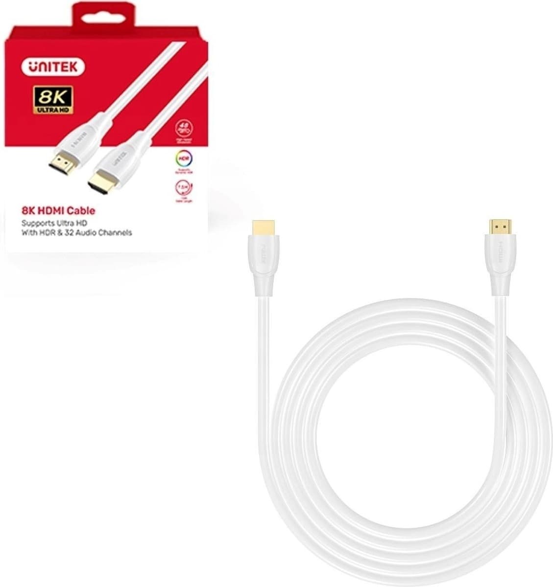Kabel HDMI 2.1 8K HDR biały 0,5 m