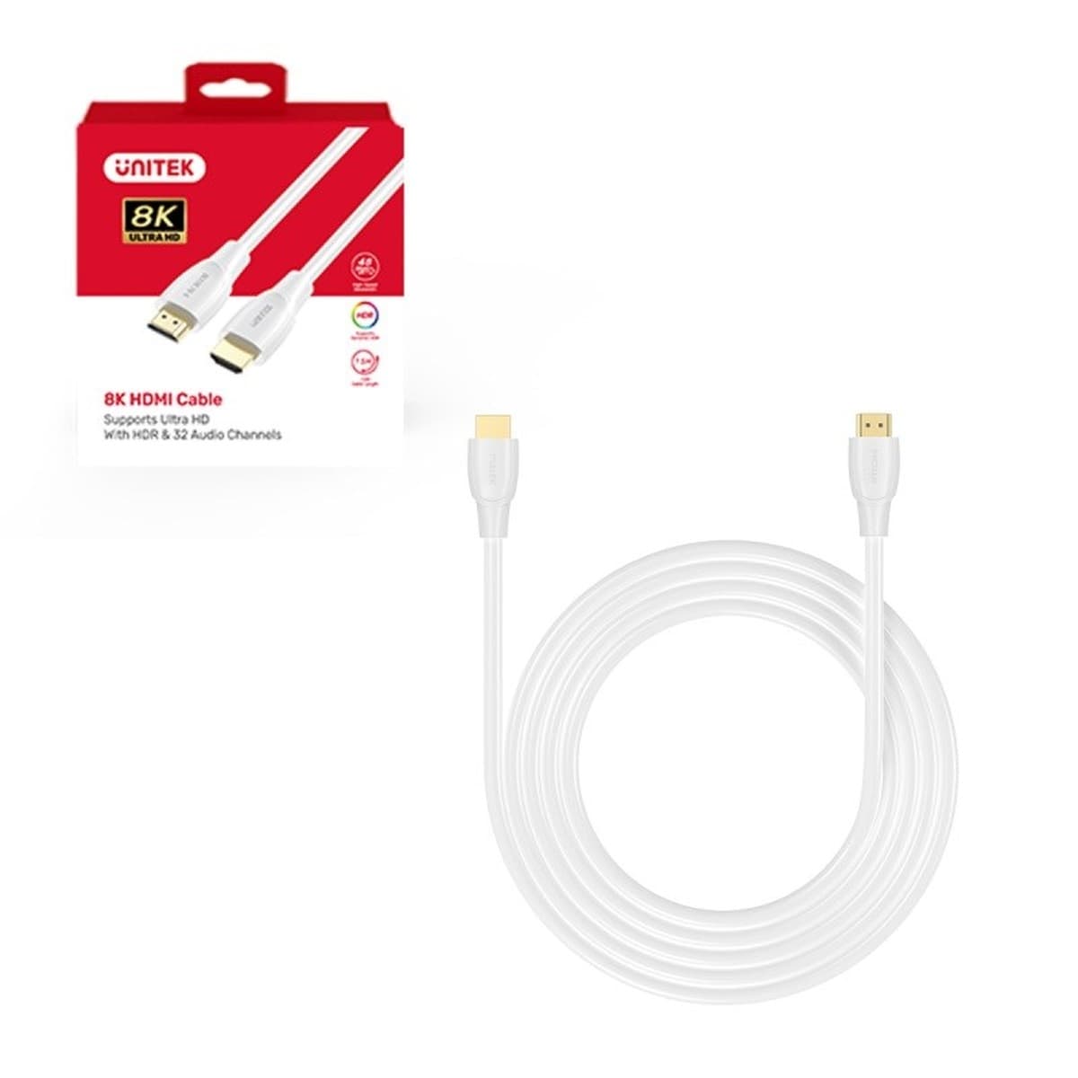 Kabel HDMI 2.1 8K HDR biały 2 metry