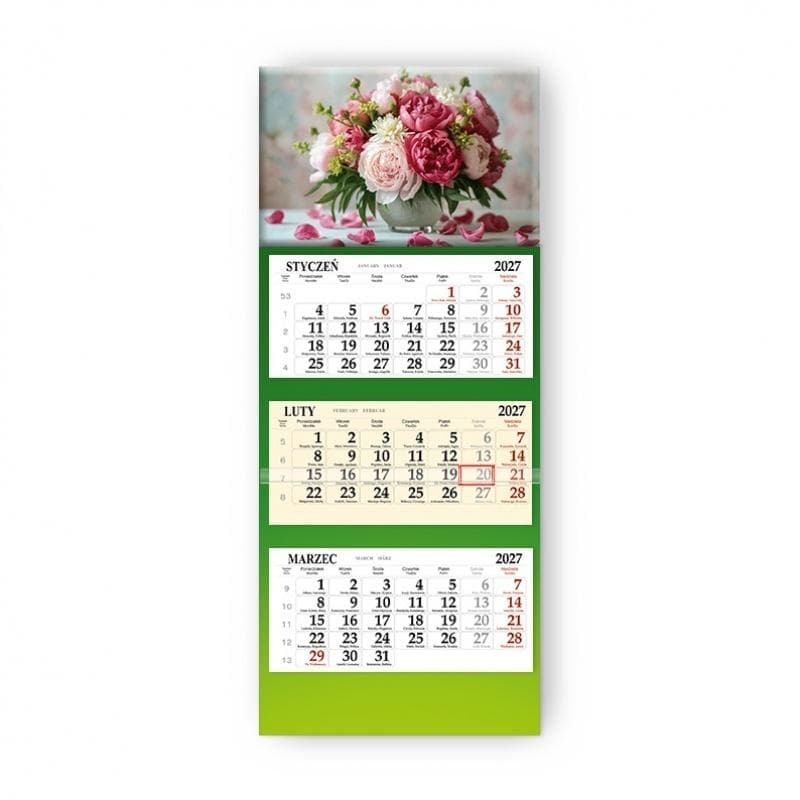 Kalendarz trójdzielny Peonie 2027 202x318 mm
