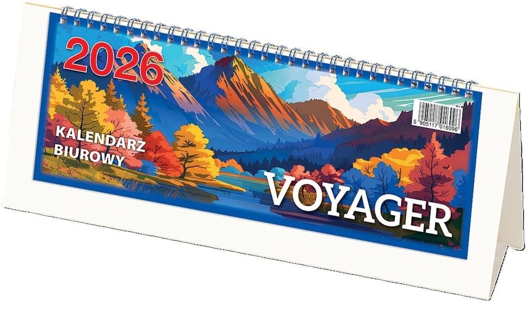 Kalendarz Voyager 2026 biurkowy biały