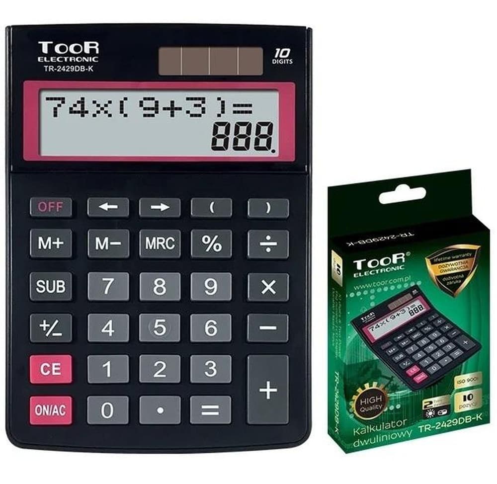 Kalkulator dwuliniowy Toor TR-2429DB-K, 10-cyfrowy