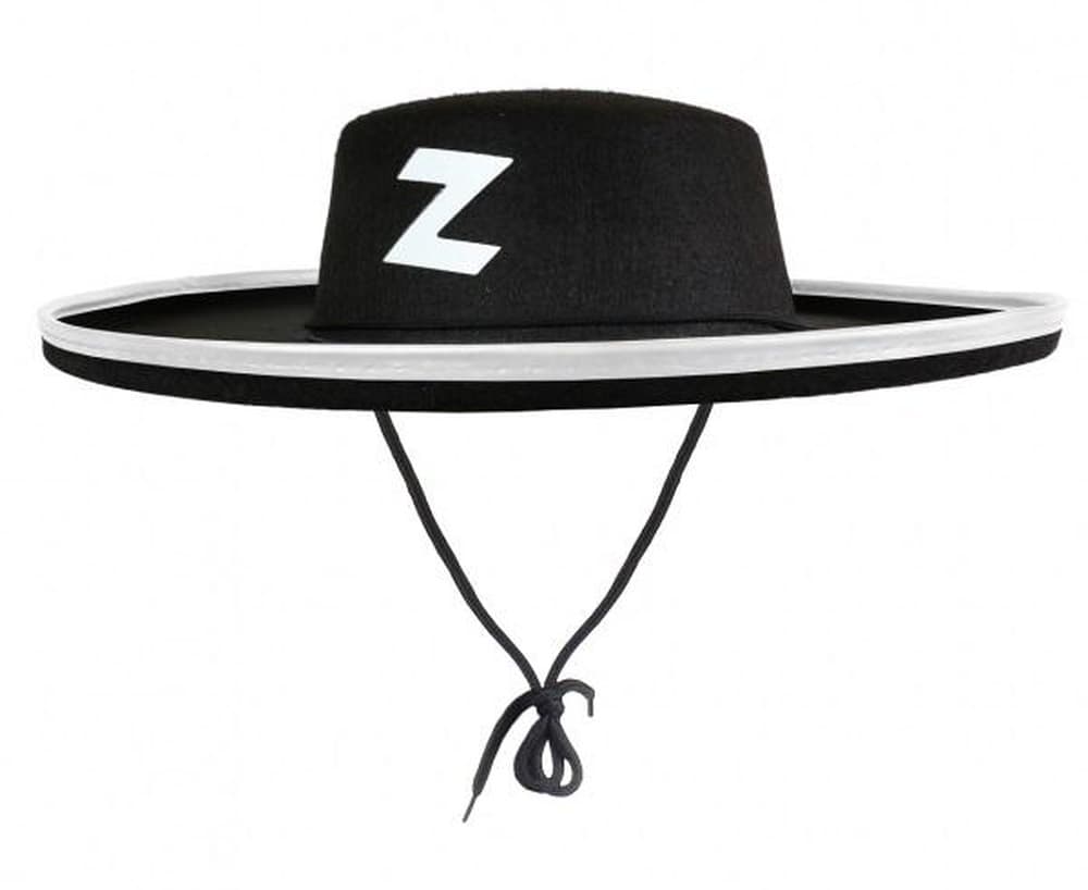 Kapelusz Zorro czarny z białym obszyciem