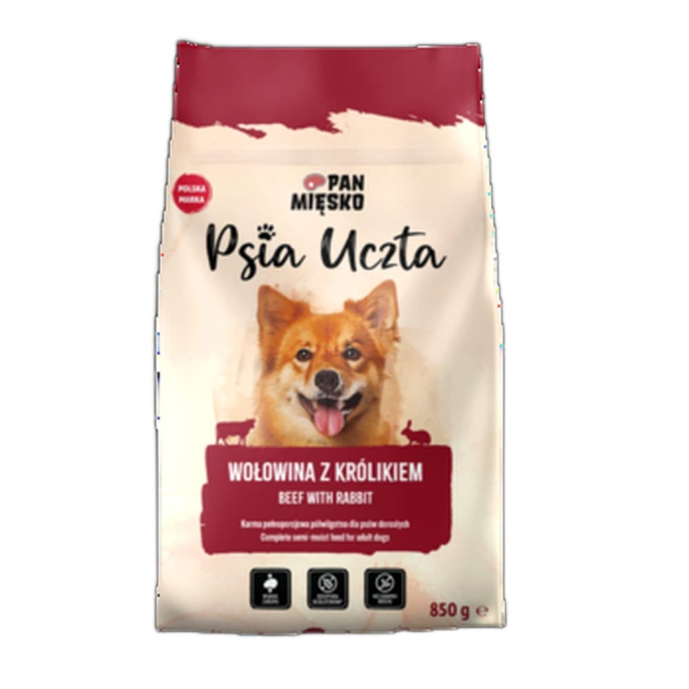 Pan Mięsko Psia Uczta Wołowina z królikiem 850 g