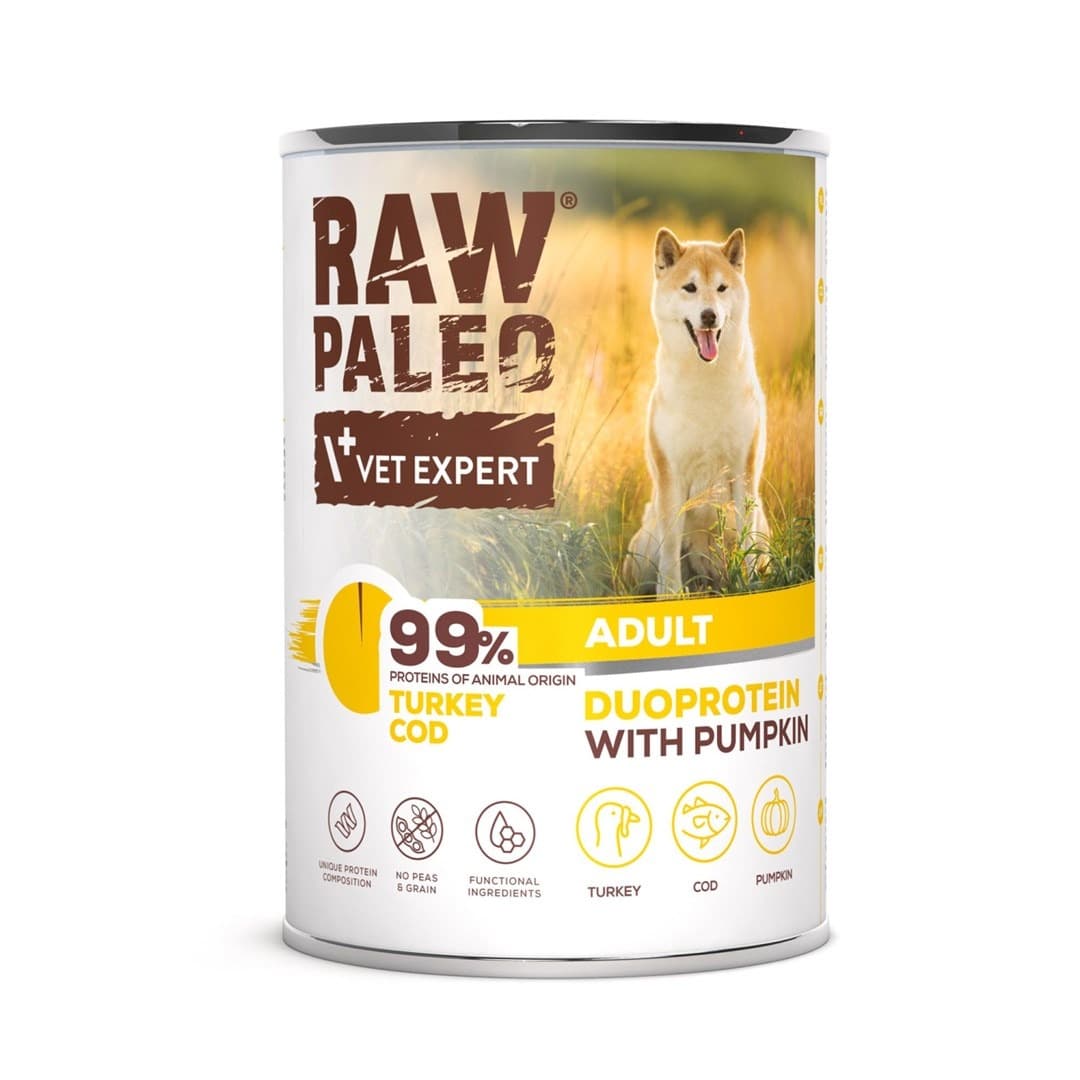 Raw Paleo Indykiem i Dorszem Karma dla Psa Dorosłego - 400 g