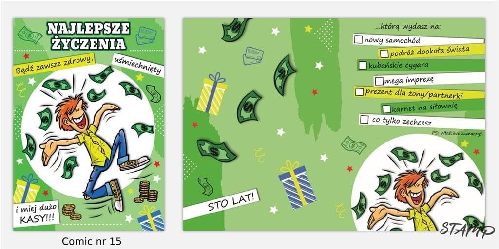 Karnet okolicznościowy Comic B6 z kopertą wzór