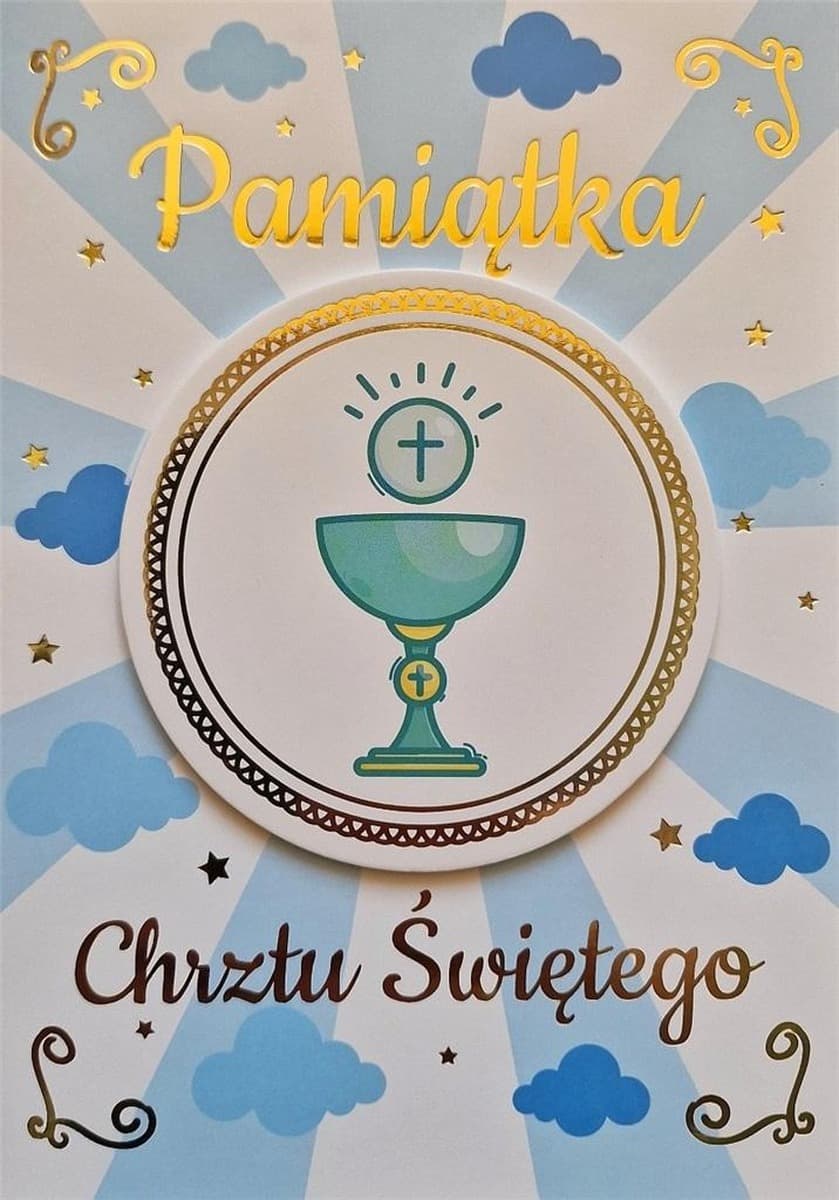 Karnet na Chrzest dla Chłopca z Kopertą i Życzeniami