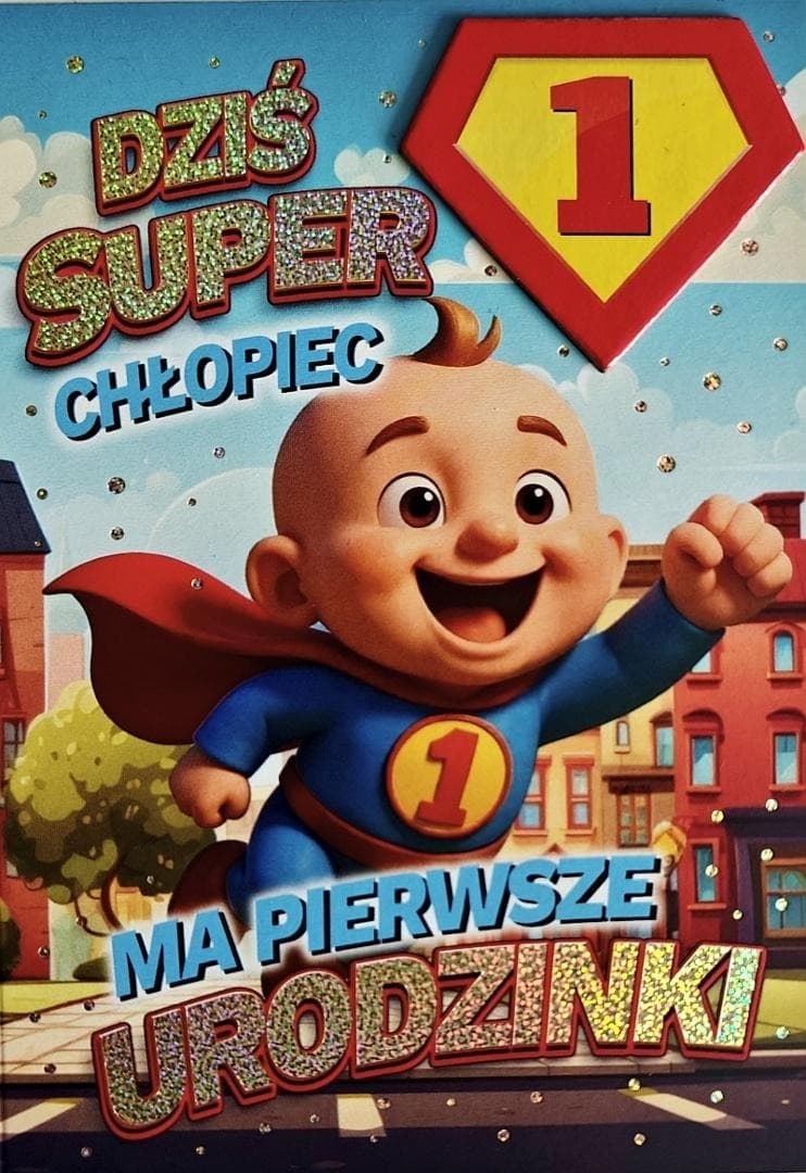 Karnet na roczek dla chłopca Superbohater