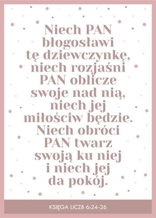 Kartka Okolicznościowa Błogosławieństwo dla Dziewczynki z Kopertą
