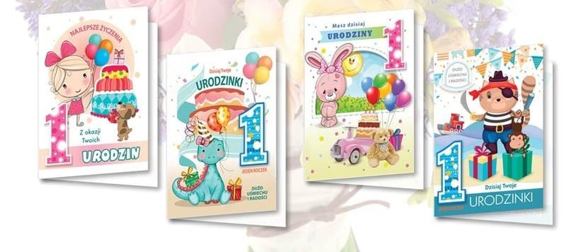 Karnet okolicznościowy B6 z naklejkami 1 Roczek 10 sztuk