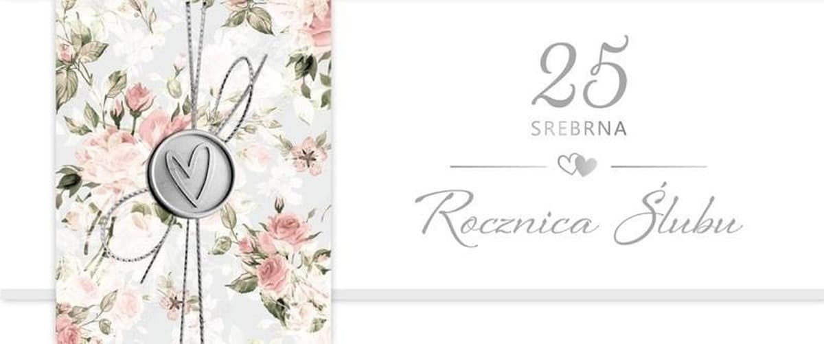 Karnet okolicznościowy Rocznica Ślubu 25 z folią i grubym papierem
