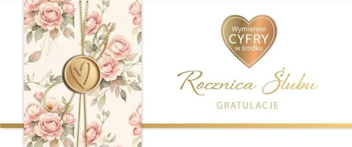 Karnet okolicznościowy Rocznica Ślubu z wymiennymi cyframi