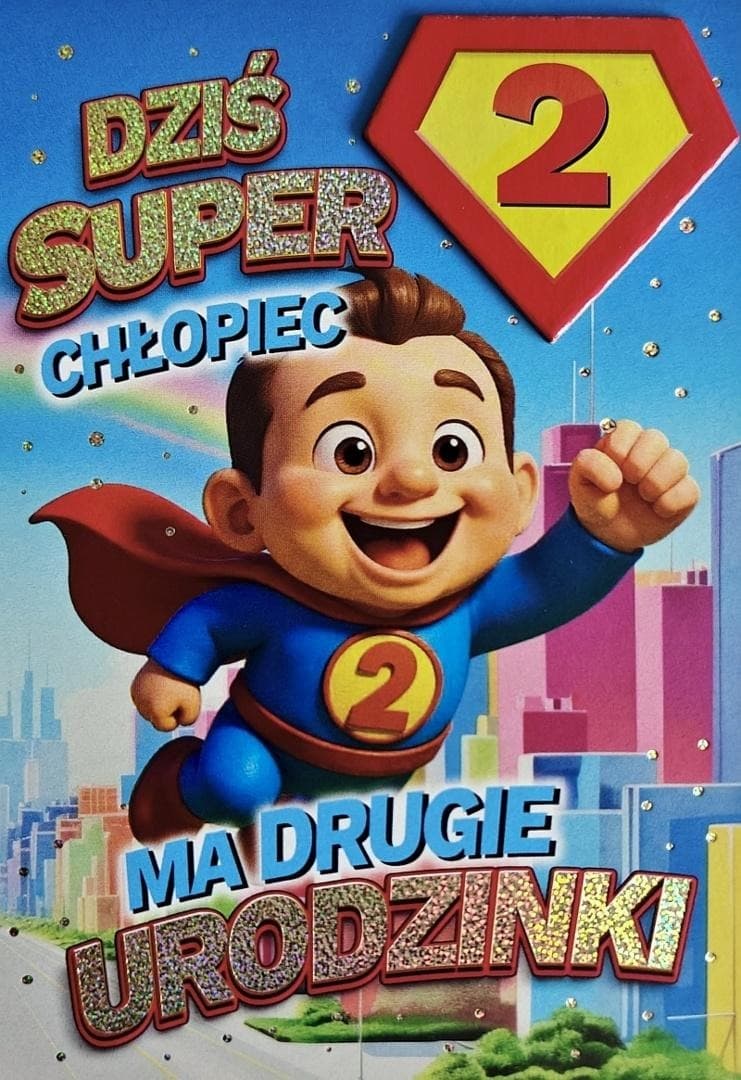 Karnet urodzinowy dla chłopca Superbohater