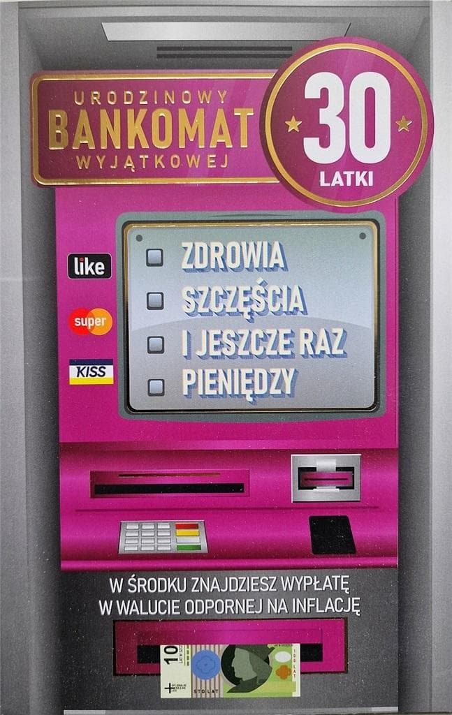 Karnet urodzinowy na 30 urodziny dla kobiety
