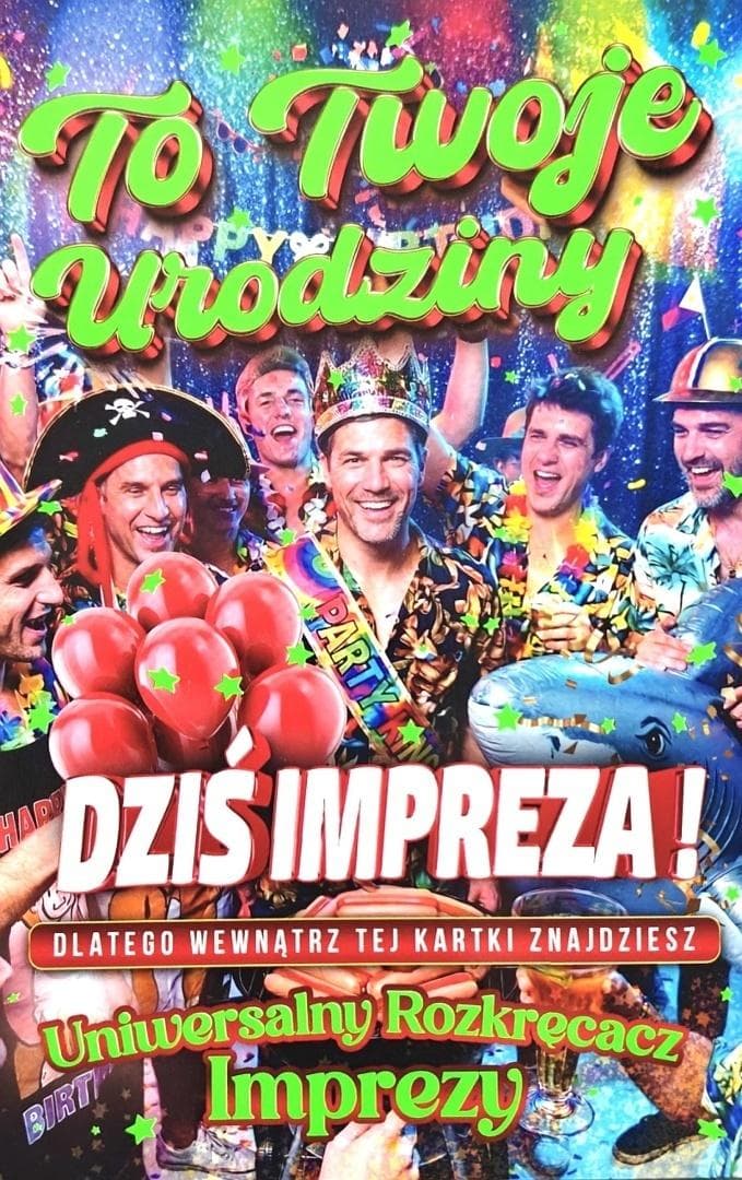 Karnet urodzinowy męski z kostką imprezową 138x217 mm