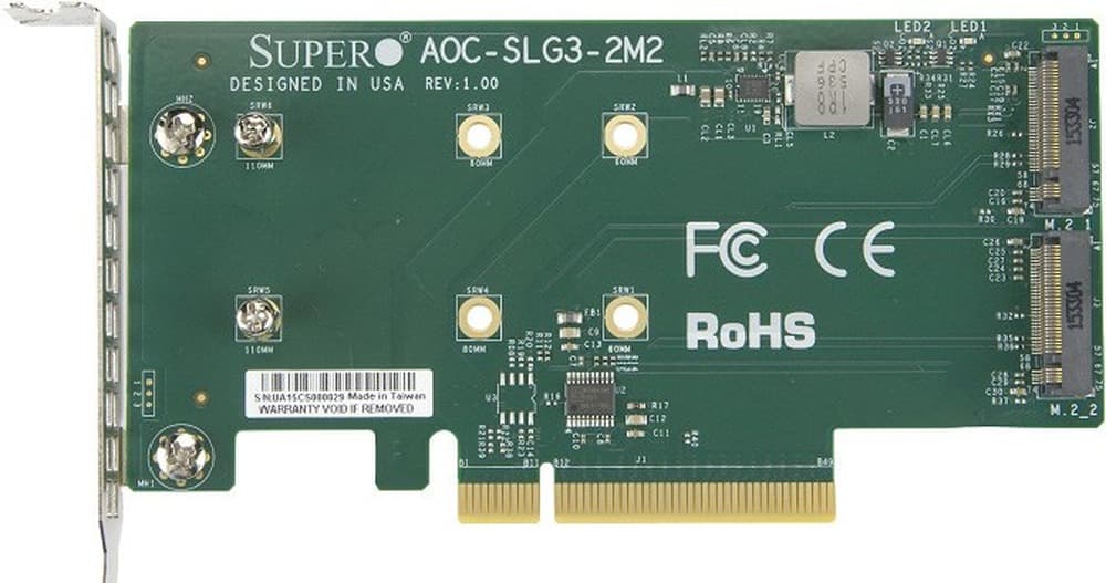 Karta rozszerzeń Supermicro AOC-SLG3-2M2-O Low Profile PCIe obsługuje 2 moduły M.2