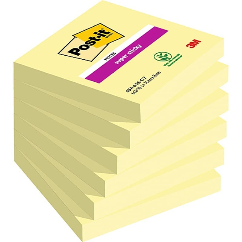 Karteczki samoprzylepne Super Sticky żółte 76x76mm 1x90szt.