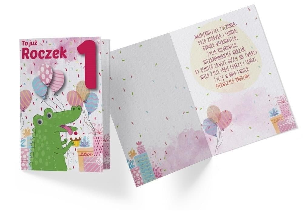 Kartka okolicznościowa B6 Roczek Krokodyl z kopertą